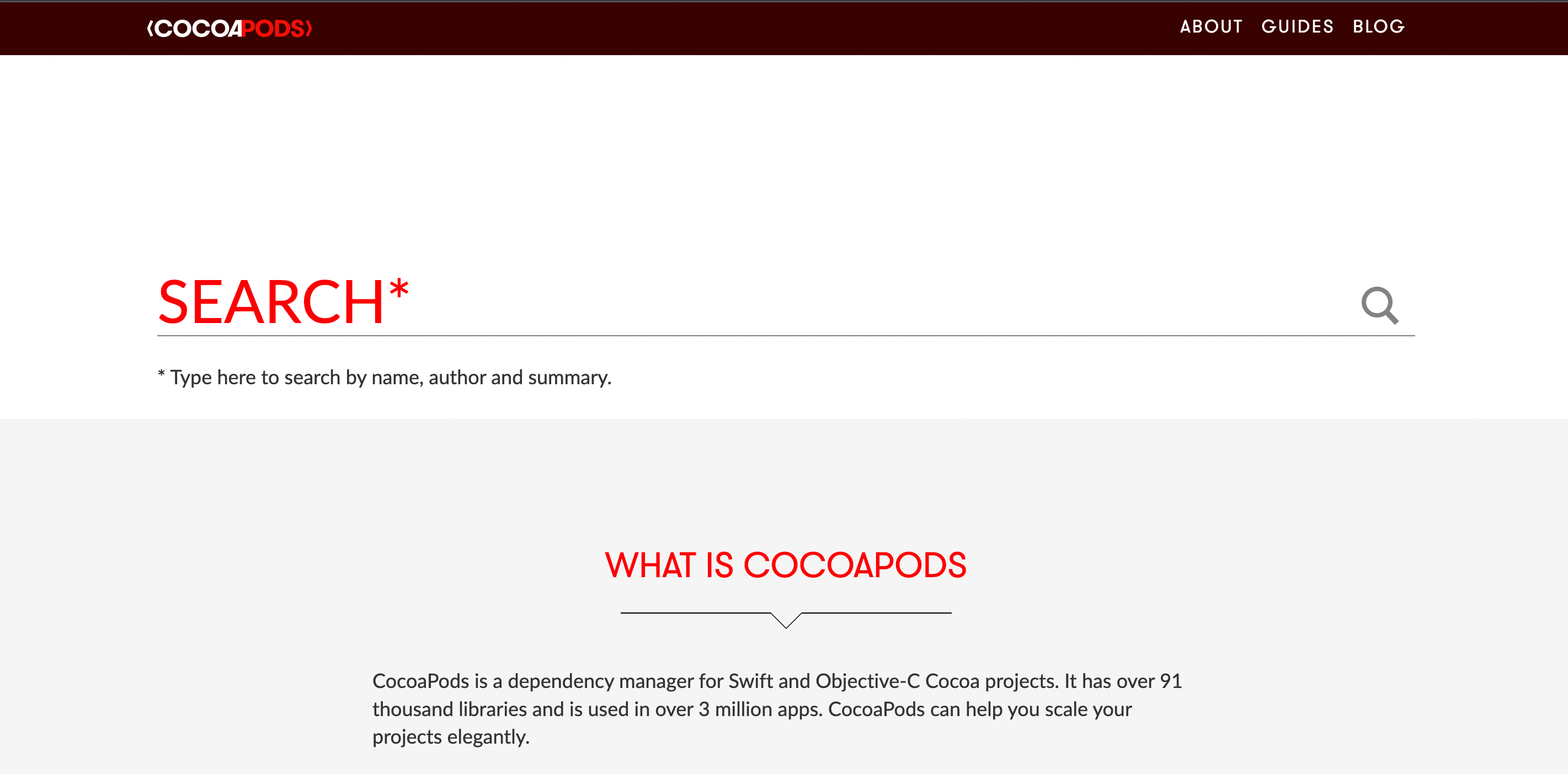 CocoaPods(ココアポッズ)のトップページ