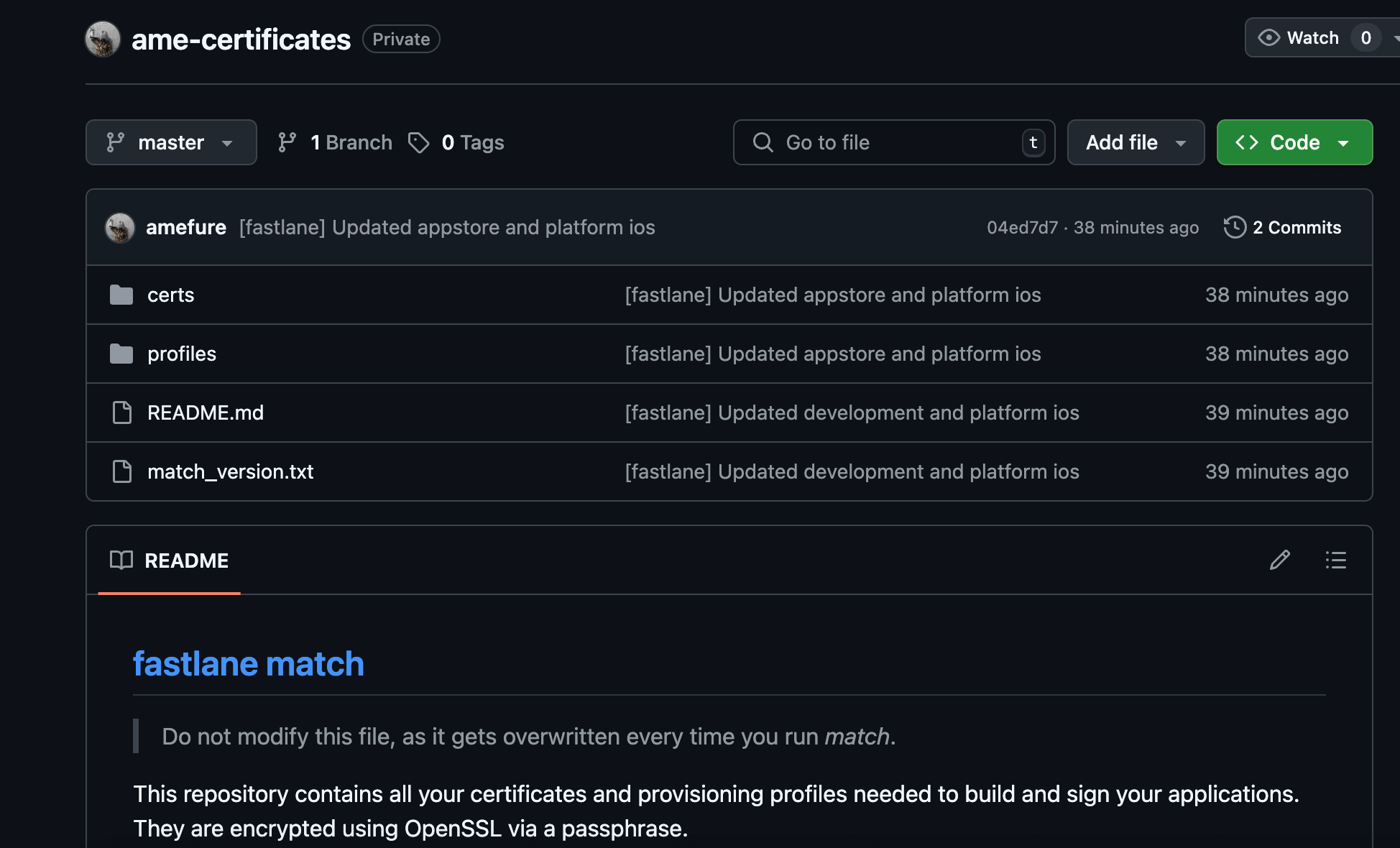【iOS/Xcode】Fastlane matchで証明書(Certificates)等の自動管理