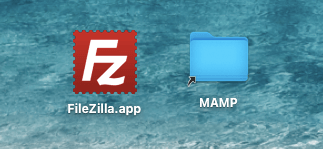 デスクトップのFileZillaとMAMP